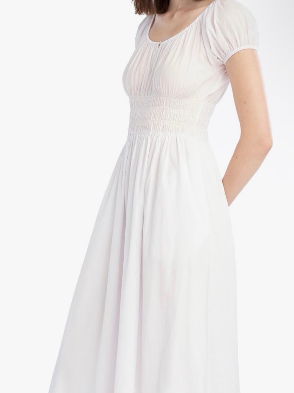 Favorite Daughter White Midi Dress with Smocked Waist